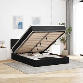vidaXL Cadru pat otoman cu saltea, catifea neagră 140x200cm