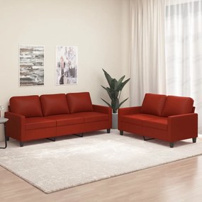 3153963 vidaXL Set de canapele cu perne, 2 piese, roșu vin, piele ecologică