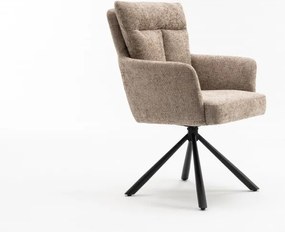 Set de 2 scaune pivotante Big George, tesatura structurata greige sampanie