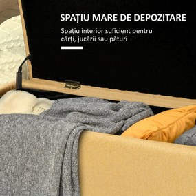 HOMCOM Bancă de la Capătul Patului cu Spațiu de Depozitare și Acoperire în Poliester Galben, 101x38.5x44.5 cm | Aosom Romania