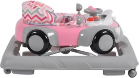Premergator Reglabil in 3 Trepte NOVOKIDS™ Shelby Mini Car , Roti silentioase, Pliabil, 8 Roti, Cu Melodii si volan, Model Masinuta, Roz