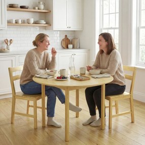 HOMCOM Set de 2 Scaune de Masă din Bambus, Scaune de Bucătărie cu Spătar Curbat, Șezut cu Lamele, Scaun pentru Bucătărie, Dormitor, Living, Culoare Naturală | Aosom Romania