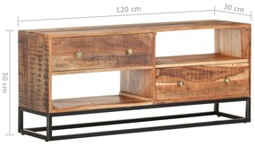 Comoda TV, 120x30x50 cm, lemn de acacia nefinisat