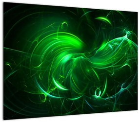 Tablou pe sticlă - abstracție verde (70x50 cm)