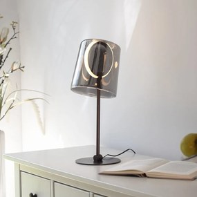 Veioza moderna LED 2700K, sticla, maro fumuriu, Zula