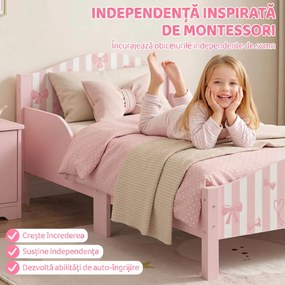 AIYAPLAY Pat Montessori pentru Copii 3-6 Ani Design în Formă de Fundă cu Protecții Anti-cădere, 146 x 76,5 cm, Roz | Aosom Romania