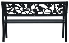 Banca de gradina, negru, 125 cm, otel 1, Negru, 125 cm, Trandafir, Trandafir