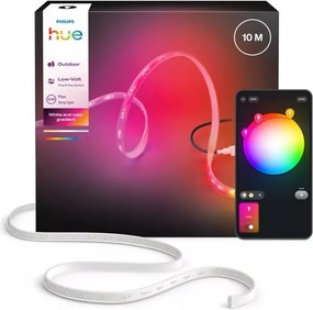 Philips Hue Flux bandă LED RGBW dimmabilă pentru exterior, 10 m, 30 W, 230 V, 2200–6500 K, IP67