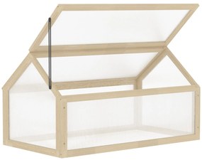Outsunny Solar mini, Solar compact din lemn, Plăci de policarbonat, Deschidere pentru ventilare, 90L x 52B x 49,5H cm, Lemn | Aosom Romania