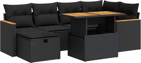 vidaXL Set mobilier de grădină cu perne, 8 piese, negru, poliratan