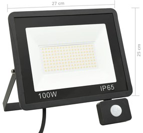 Proiector LED cu senzor, 100 W, alb cald 1, Alb cald, 100 w, 1