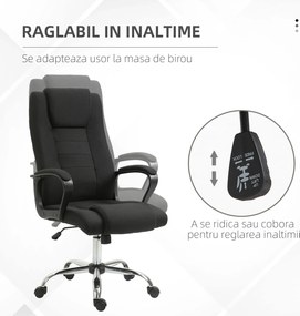 Vinsetto Scaun de Birou Ergonomic, Basculant și Captusit cu Înălțime Reglabilă, 62x76x110-119 cm, Negru | Aosom Romania