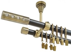 Galerie dubla allure prindere tavan 19 mm negru aur antic (Alege marime: 240 cm)