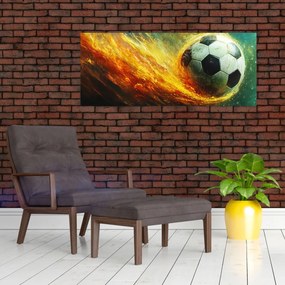 Tablou - Minge de Fotbal în Zbor (120x50 cm)