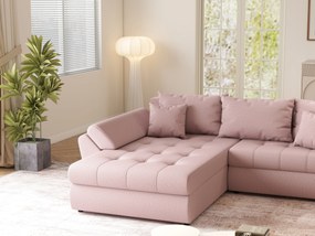 Colțar extensibil dumonde cu ladă de depozitare si sezut confortabil din spuma high-density, Loana Enjoy Flamingo 270x185 cm