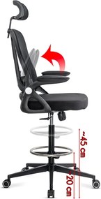 Scaun operativ ergonomic negru din mesh cu suport picioare reglabil și tetieră ajustabilă OFF 650