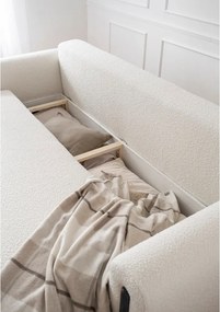 Canapea fildeș extensibilă/cu spațiu de depozitare cu tapițerie din țesătură bouclé 244 cm Arcadova – ELTAP