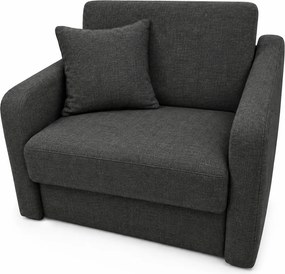 Fotoliu SAMY extensibil, cu lada de depozitare, stofa gri închis , cadru metalic, 103x100x92 Stofa, Gri Inchis