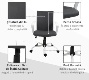 Vinsetto Scaun de Birou Ergonomic și Pivotant pentru Birou, Gri Închis | Aosom Romania