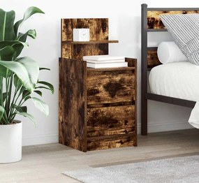 vidaXL Noptiera cu 2 sertare stejar afumat 38x34x80 cm