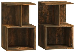 815184 vidaXL Noptiere, 2 buc., stejar fumuriu, 35x35x55 cm, lemn prelucrat