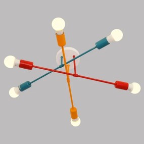 Lustră aplicată CAMBRIDGE 6xE27/20W/230V albastră/roșie/portocalie