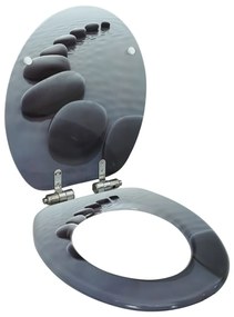 vidaXL Capac WC cu închidere silențioasă, MDF, design pietre
