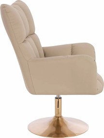 HR650N Scaun Crem Piele Ecologica Premium Soft cu Bază Aurie