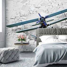Fototapet - Avionul zboară din perete 3D (254x184 cm)