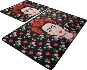 Set 2 covorase baie FRIDA, forma dreptunghiulara, poliester, multicolo