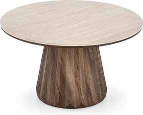 Masuta cafea DIAVOLA, travertin/nuc, 80x47 cm