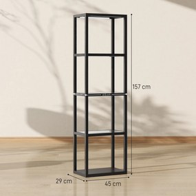 HOMCOM Lampă de podea RGB cu rafturi din sticlă, lampă LED cu 4 niveluri cu telecomandă, sincronizare muzicală, negru | Aosom Romania