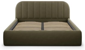 Pat matrimonial verde tapițat cu spațiu de depozitare cu somieră 180x200 cm Juno – Windsor &amp; Co Sofas