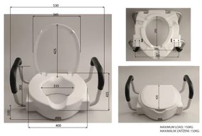 Ridder - Capac de toaletă înălțat cu mânere, alb
