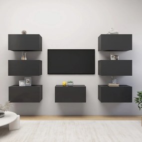 vidaXL Dulapuri TV, 7 buc., gri, 30,5x30x60 cm, lemn prelucrat