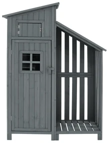 Dulap de grădină cu 2 rafturi, magazie de unelte cu spațiu de depozitare mare, 124L x 46P x 174Î cm, Gri