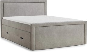 Pat boxspring grej cu spațiu de depozitare 200x200 cm Fresco – Maison de Rêve