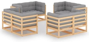 vidaXL Set mobilier de grădină cu perne, 8 piese, lemn masiv de pin