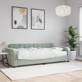vidaXL Pat de zi cu saltea, gri deschis, 90x200 cm, catifea