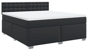 3286132 vidaXL Pat box spring cu saltea, negru, 180x200 cm, piele ecologică