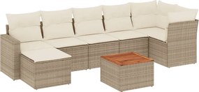 vidaXL Set canapele de grădină, 8 piese, cu perne, bej, poliratan