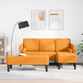 vidaXL Set de 2 Piese Canapea cu Pernuțe Material Galben Închis