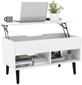 Masă de cafea cu blat rabatabil, alb