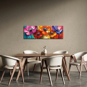 Tablou - Cinci flori colorate (cu ceas) (90x30 cm)