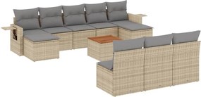 vidaXL Set canapele de grădină, 11 piese, cu perne, bej, poliratan