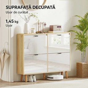 HOMCOM Dulap de pantofi subțire modern cu 4 sertare rabatabile pentru 20 de perechi de pantofi, Alb | Aosom Romania