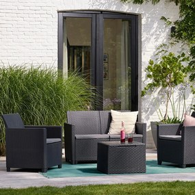 Set de mobilier de grădină Claire cu 4 locuri și masă cu perne, grafit