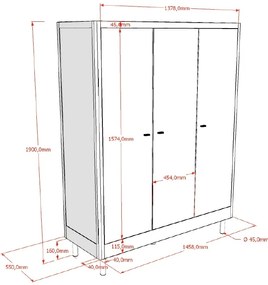Dulap cu 3 Uși Forrest Beech, pentru Camera Copii, din Lemn de Fag Lăcuit Alb – Vipack