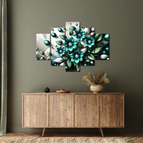 Tablou - Flori turcoaz 3D (150x105 cm)