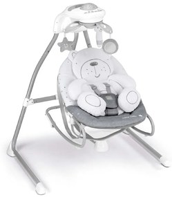 Balansoar si scaun 2 in 1 cu melodii si sunete, 4 viteze pentru leganare bebe, proiector de lumina, Orso Grigio